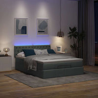 Pouf Letto con Materasso e LED Grigio Scuro 140x190 cm 3312389