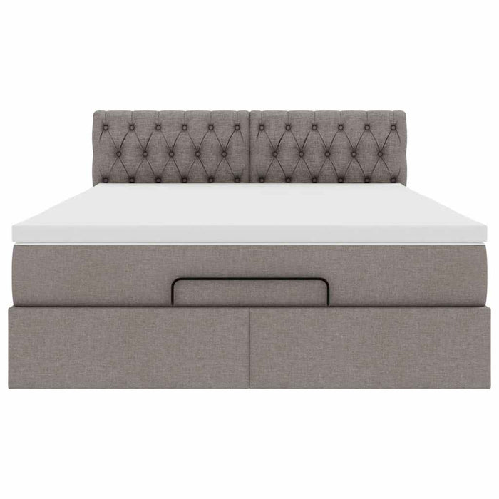 vidaXL Pouf Letto con Materasso e LED Tortora 140x200 cm in Tessuto