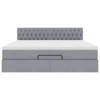 Pouf Letto con Materasso Grigio Chiaro 160x200 cm in Tessuto 3312402