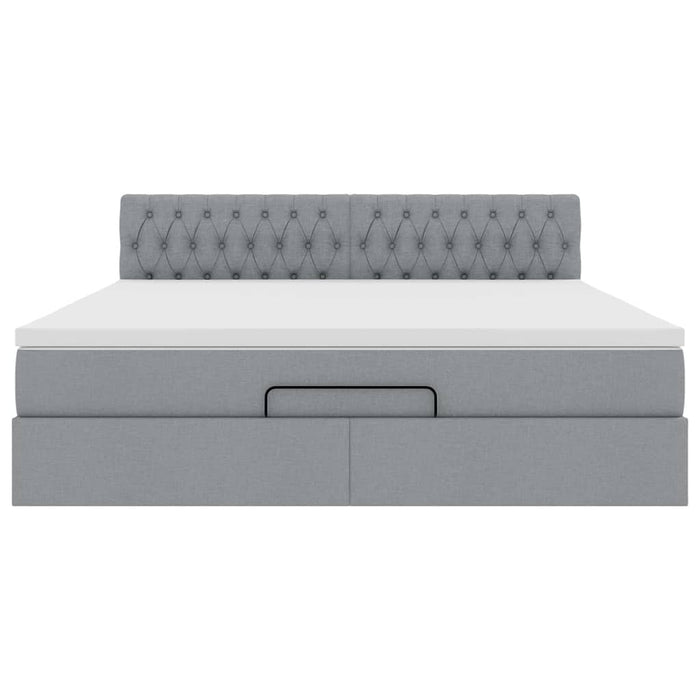 Pouf Letto con Materasso Grigio Chiaro 160x200 cm in Tessuto 3312402