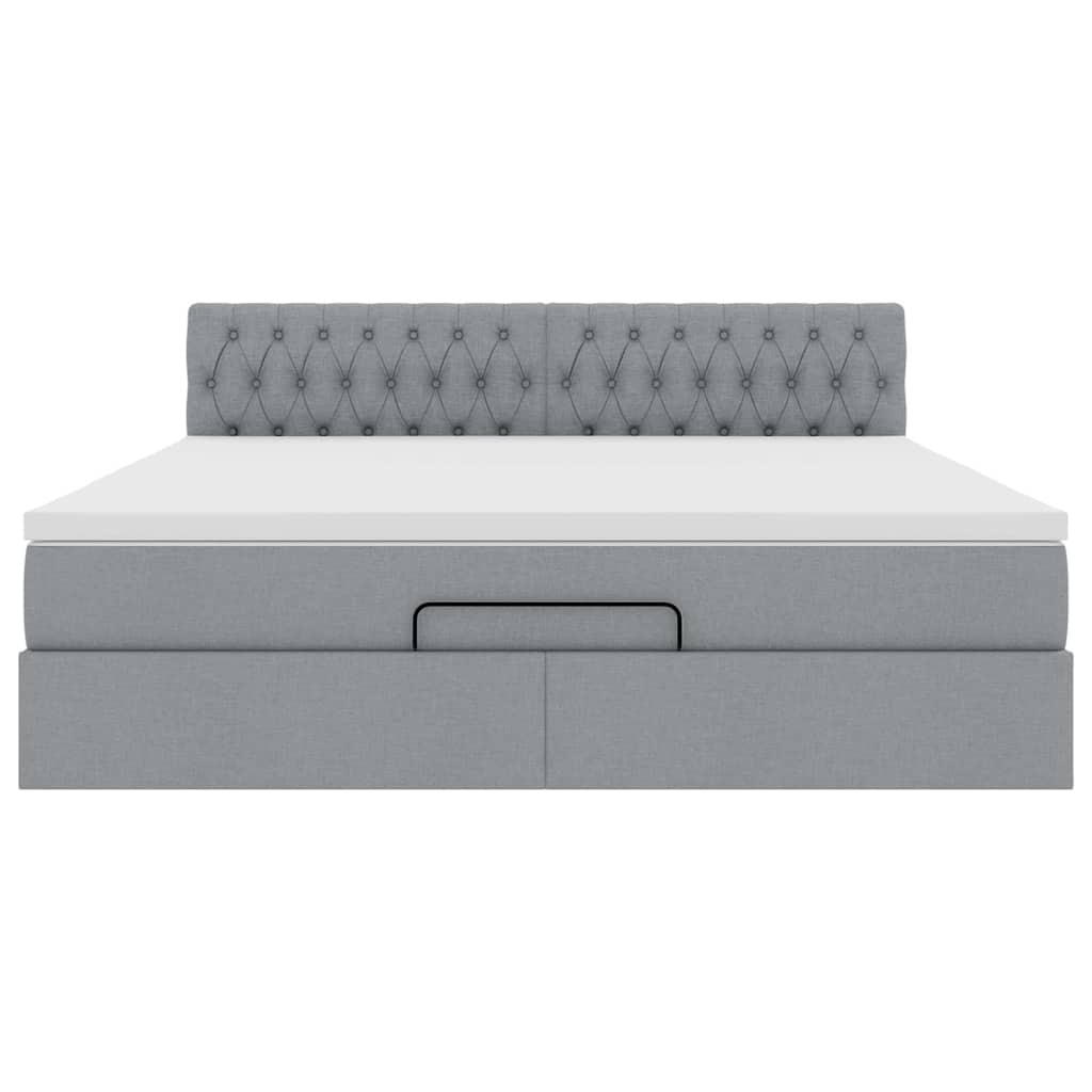 vidaXL Pouf Letto con Materasso Grigio Chiaro 160x200 cm in Tessuto