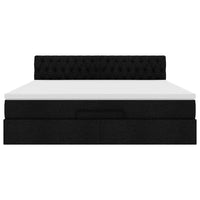 Struttura Letto Pouf con Materasso Nero 160x200 cm in Tessuto