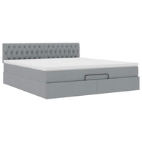 vidaXL Pouf Letto con Materasso e LED Grigio Chiaro 180x200cm Tessuto