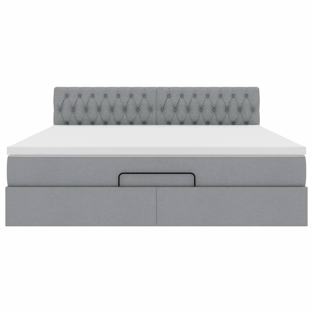 vidaXL Pouf Letto con Materasso e LED Grigio Chiaro 180x200cm Tessuto