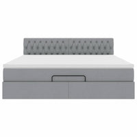 vidaXL Pouf Letto con Materasso e LED Grigio Chiaro 180x200cm Tessuto