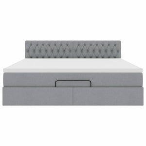vidaXL Pouf Letto con Materasso e LED Grigio Chiaro 180x200cm Tessuto