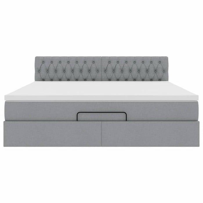vidaXL Pouf Letto con Materasso e LED Grigio Chiaro 180x200cm Tessuto