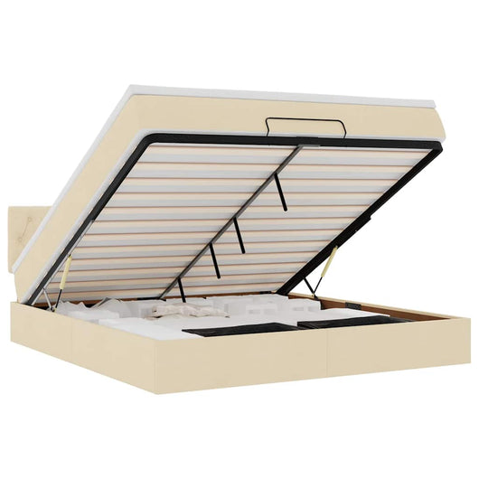 vidaXL Pouf Letto con Materasso e LED Crema 180x200cm in Tessuto