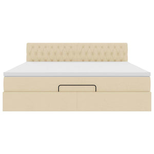 vidaXL Pouf Letto con Materasso e LED Crema 180x200cm in Tessuto