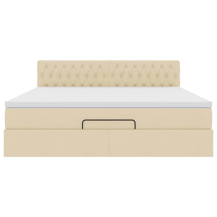 vidaXL Pouf Letto con Materasso e LED Crema 180x200cm in Tessuto