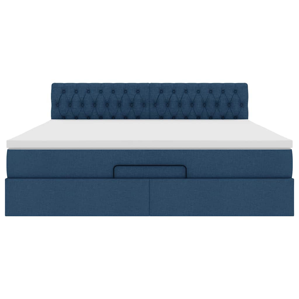 vidaXL Pouf Letto con Materasso e LED Blu 180x200cm in Tessuto