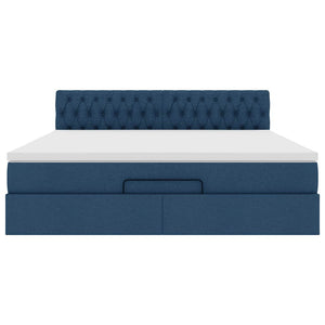 vidaXL Pouf Letto con Materasso e LED Blu 180x200cm in Tessuto