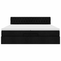 Struttura Letto Pouf con Materassi Nero 200x200 cm in Tessuto 3312418