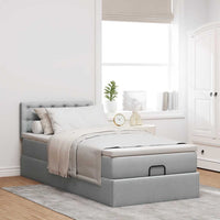 vidaXL Pouf Letto con Materasso e LED Grigio Chiaro 80x200cm Tessuto