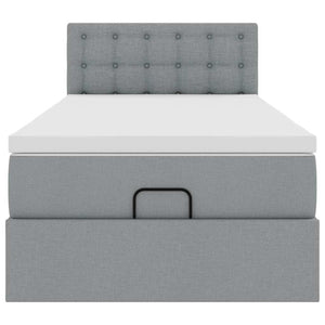vidaXL Pouf Letto con Materasso e LED Grigio Chiaro 80x200cm Tessuto