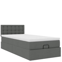 Pouf Letto con Materasso e LED Grigio Scuro 80x200cm in Tessuto
