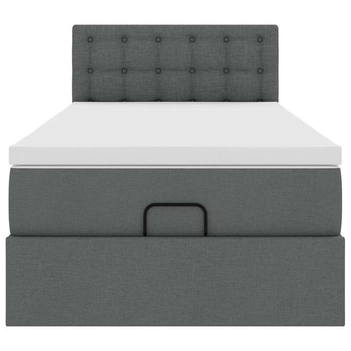 Pouf Letto con Materasso e LED Grigio Scuro 80x200cm in Tessuto