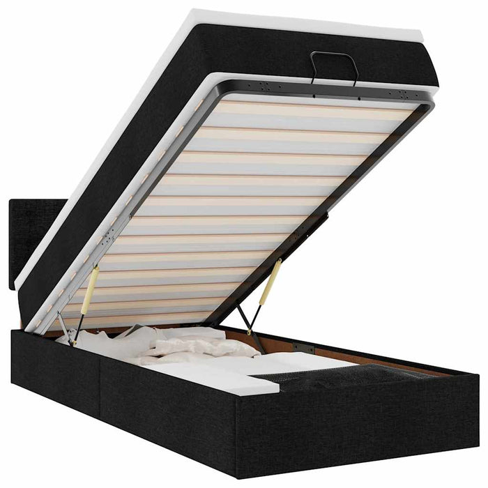 Pouf Letto con Materasso e LED Nero 80x200cm in Tessuto 3312431