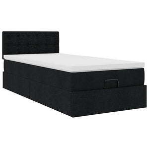 Pouf Letto con Materasso e LED Nero 80x200cm in Tessuto 3312431