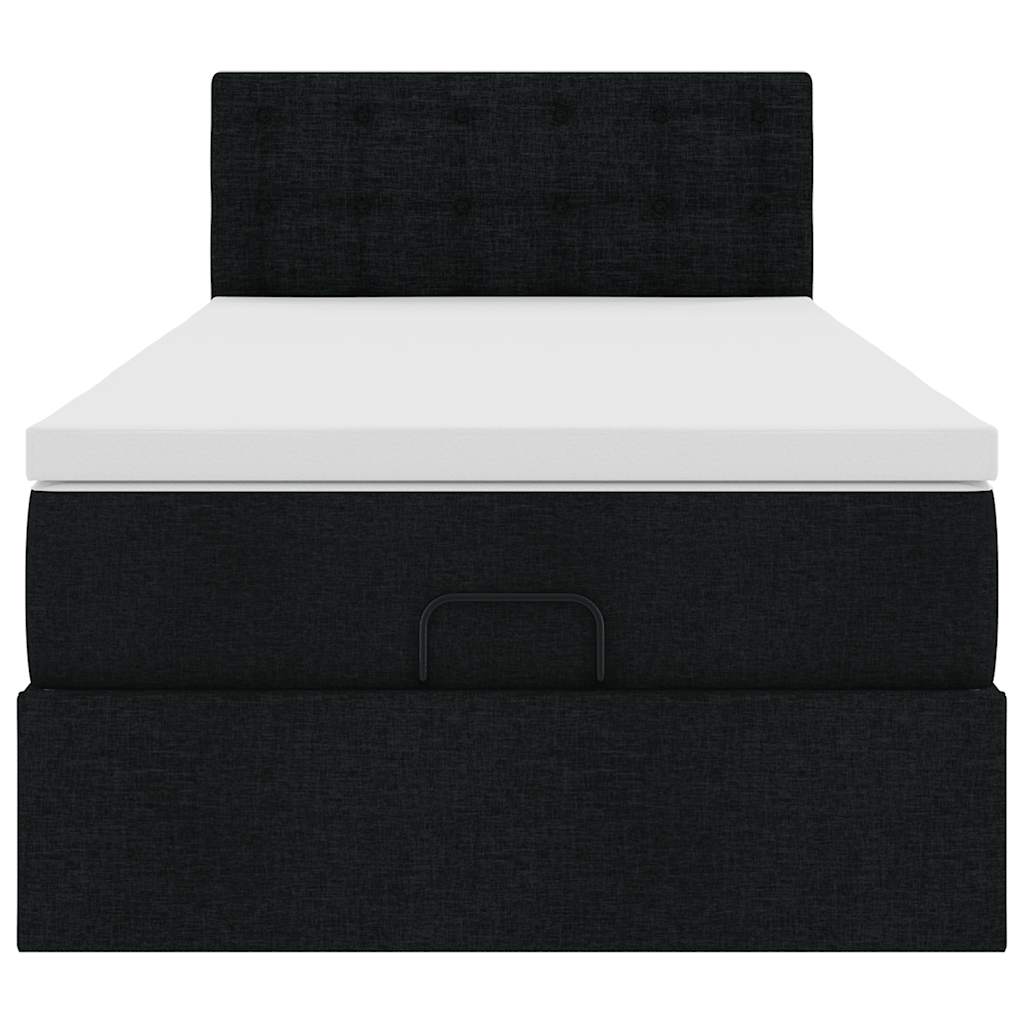 Pouf Letto con Materasso e LED Nero 80x200cm in Tessuto 3312431