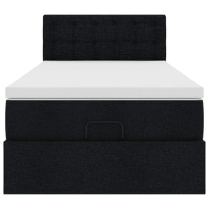 Pouf Letto con Materasso e LED Nero 80x200cm in Tessuto 3312431