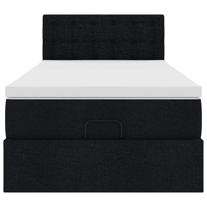 Pouf Letto con Materasso e LED Nero 80x200cm in Tessuto 3312431