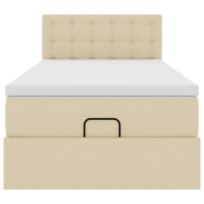 Struttura Letto Pouf con Materasso Crema 90x190 cm in Tessuto 3312441