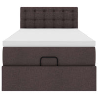 Pouf Letto con Materasso e LED Marrone Scuro 90x200 cm Tessuto 3312446