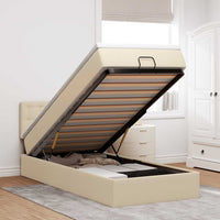 vidaXL Pouf Letto con Materasso Crema 100x200 cm in Tessuto