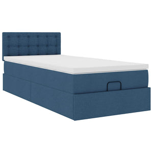 vidaXL Pouf Letto con Materasso e LED Blu 100x200 cm in Tessuto