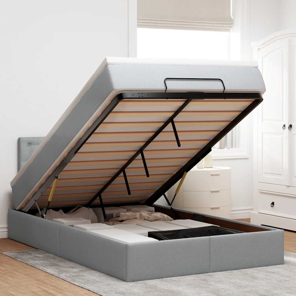 Pouf Letto con Materasso Grigio Chiaro 120x190 cm in Tessuto 3312457