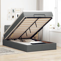 Pouf Letto con Materasso e LED Grigio Scuro 120x190 cm Tessuto 3312458