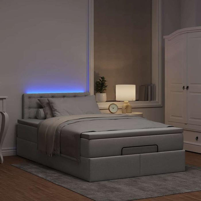 vidaXL Pouf Letto con Materasso e LED Tortora 120x190cm in Tessuto