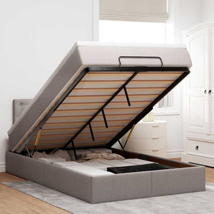 vidaXL Pouf Letto con Materasso e LED Tortora 120x190cm in Tessuto