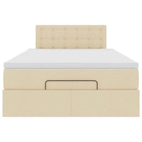 vidaXL Pouf Letto con Materasso e LED Crema 120x190cm in Tessuto