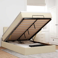 vidaXL Pouf Letto con Materasso e LED Crema 120x190cm in Tessuto