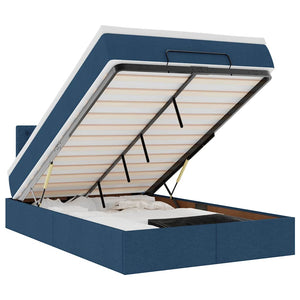 Pouf Letto con Materasso e LED Blu 120x190cm in Tessuto 3312463