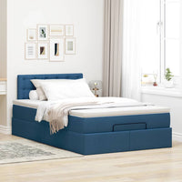 Pouf Letto con Materasso e LED Blu 120x190cm in Tessuto 3312463
