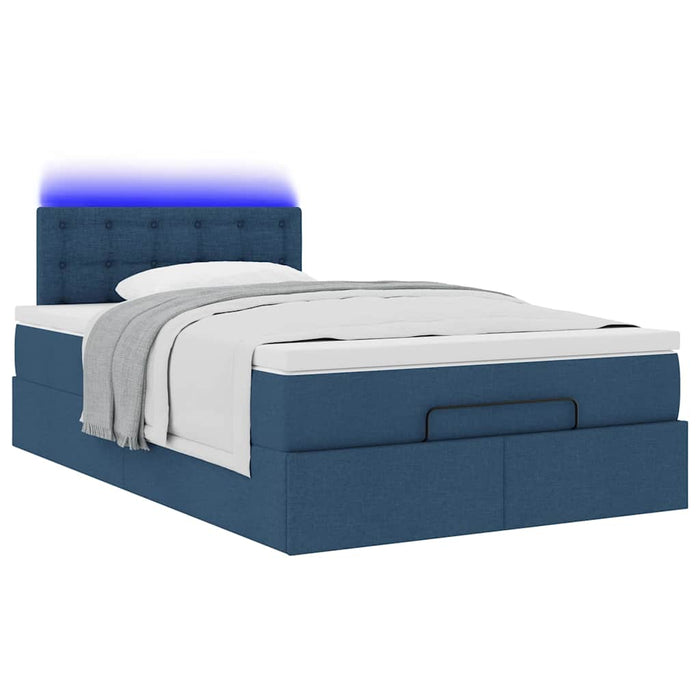 vidaXL Pouf Letto con Materasso e LED Blu 120x190cm in Tessuto