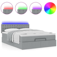 Pouf Letto con Materasso e LED Grigio Chiaro 140x190 cm 3312471