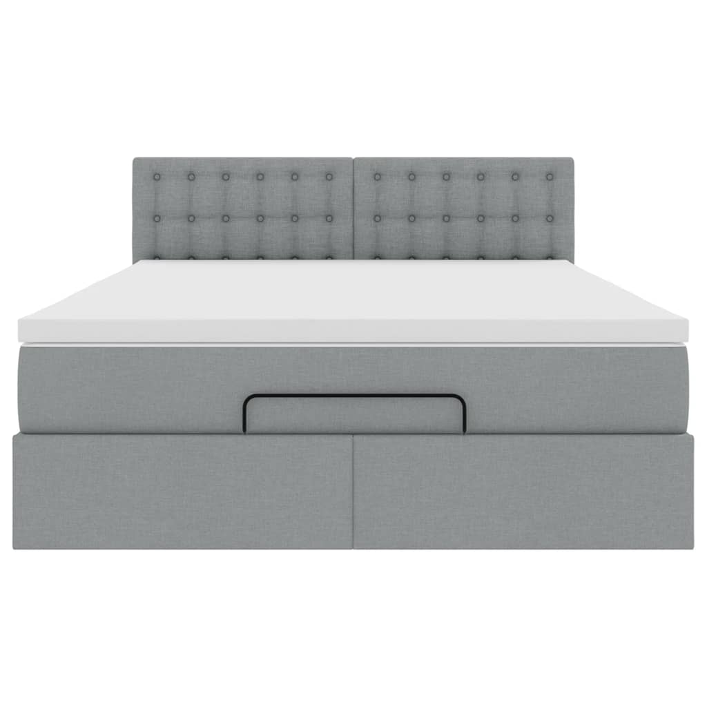 Pouf Letto con Materasso e LED Grigio Chiaro 140x190 cm 3312471
