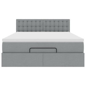 Pouf Letto con Materasso e LED Grigio Chiaro 140x190 cm 3312471