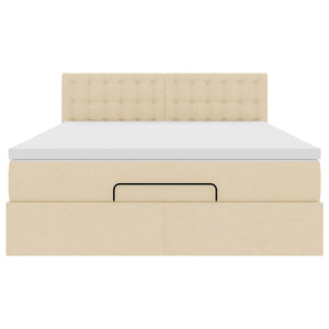 vidaXL Pouf Letto con Materasso e LED Crema 140x190 cm