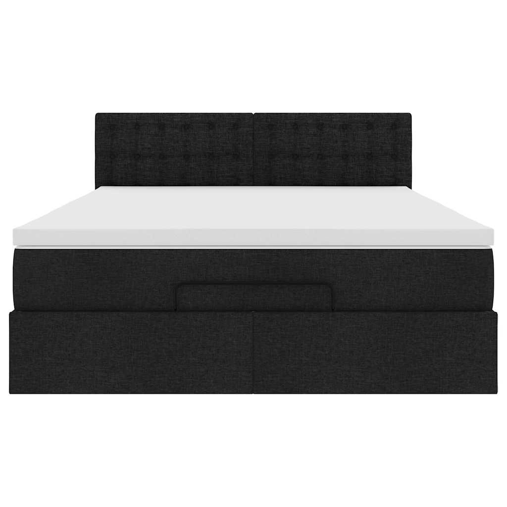 vidaXL Pouf Letto con Materasso e LED Nero 140x200 cm in Tessuto