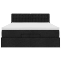 vidaXL Pouf Letto con Materasso e LED Nero 140x200 cm in Tessuto