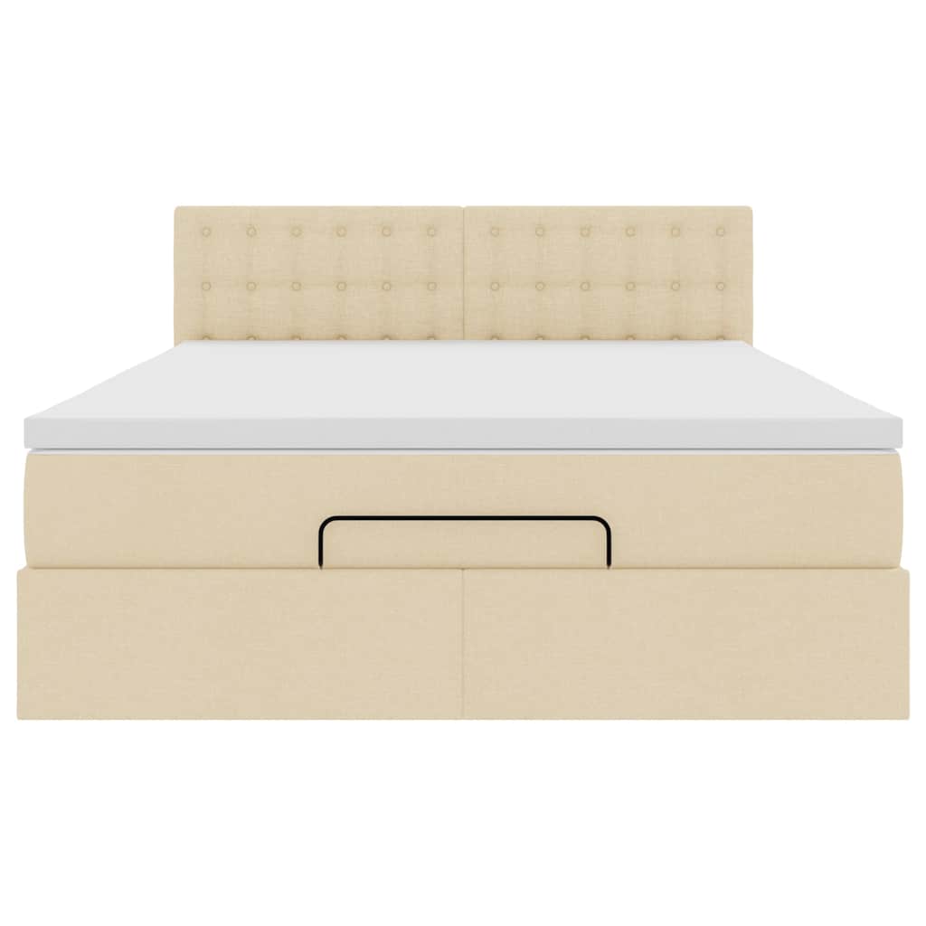 vidaXL Pouf Letto con Materasso e LED Crema 140x200 cm in Tessuto