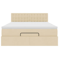vidaXL Pouf Letto con Materasso e LED Crema 140x200 cm in Tessuto