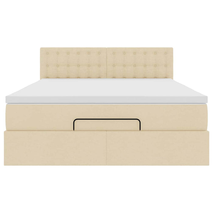 vidaXL Pouf Letto con Materasso e LED Crema 140x200 cm in Tessuto