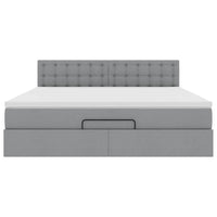 Pouf Letto con Materasso Grigio Chiaro 160x200 cm in Tessuto 3312485