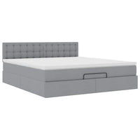 Pouf Letto con Materasso e LED Grigio Chiaro 180x200cm Tessuto